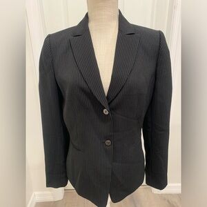 Tahari Arthur S Levine Blazer Jacket Black White Pinstripe Size 8
